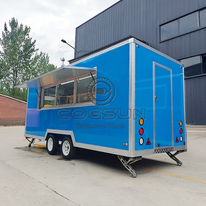 15FT Blue Single Window Square Food Trailer