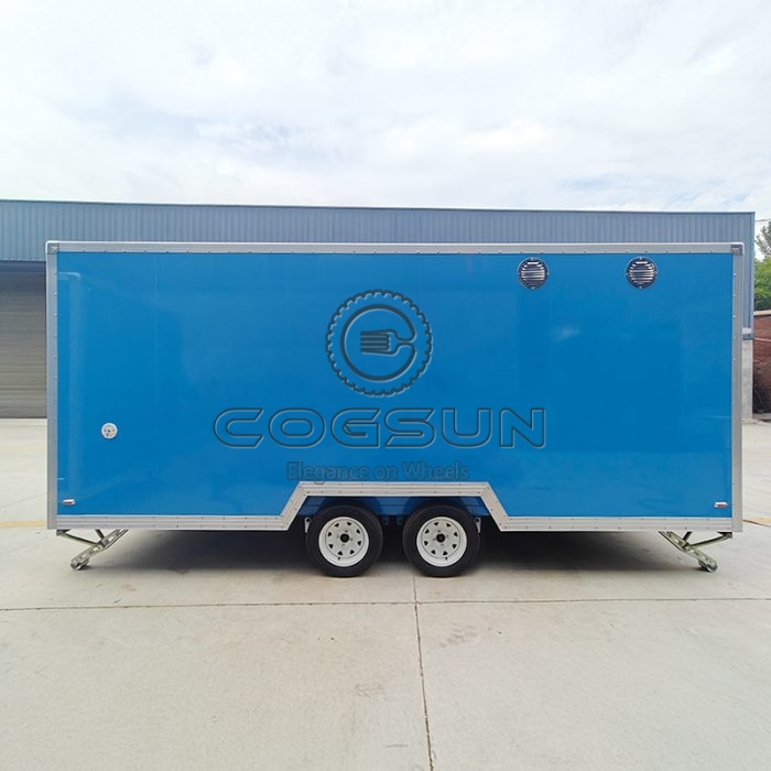 15FT Blue Single Window Square Food Trailer