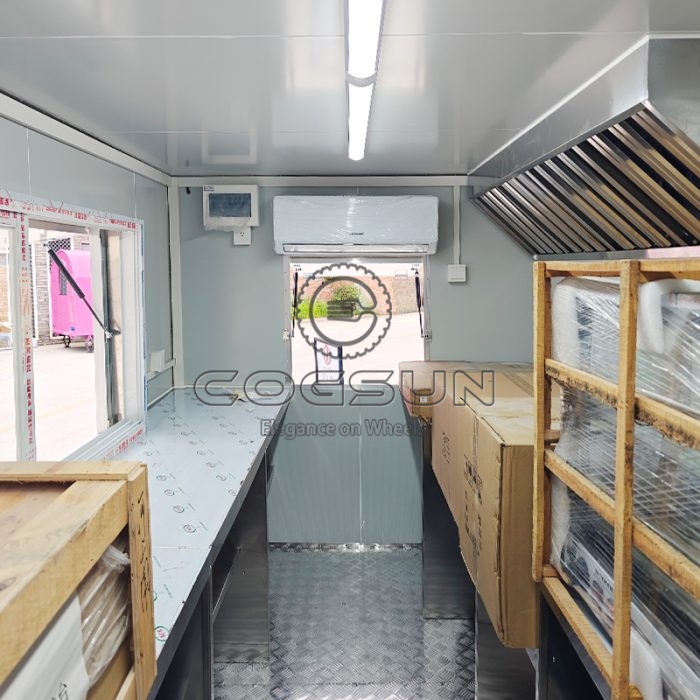 15FT Blue Single Window Square Food Trailer