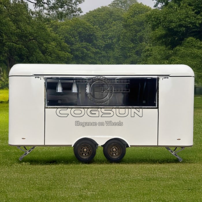 15FT White Airstream Food Trailer for Mobile Catering Events