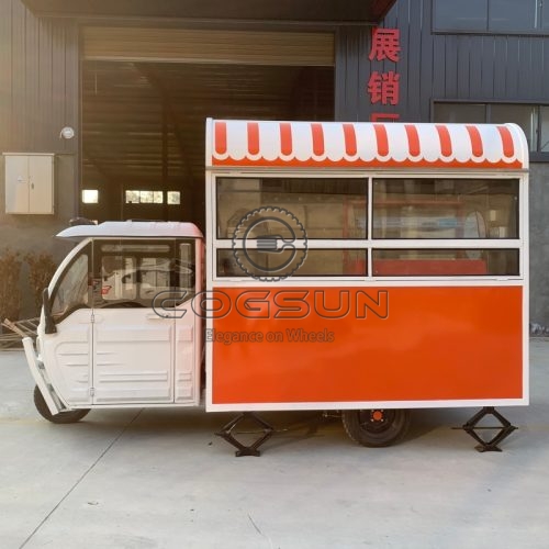 Orange Hot Dog Electric Three-wheeled Food Truck