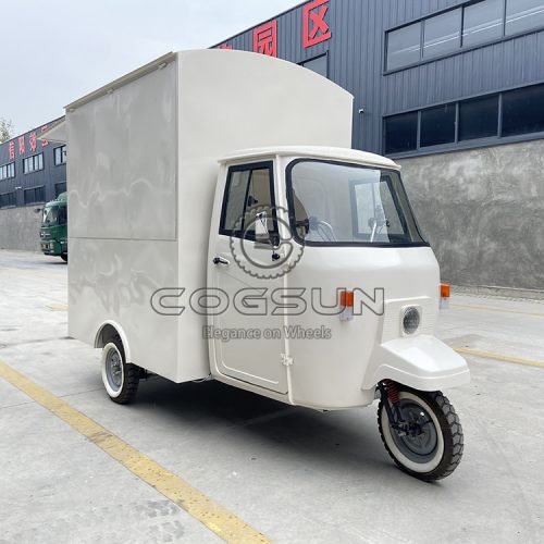 12FT White Lift-Up Piaggio Ape Food Truck