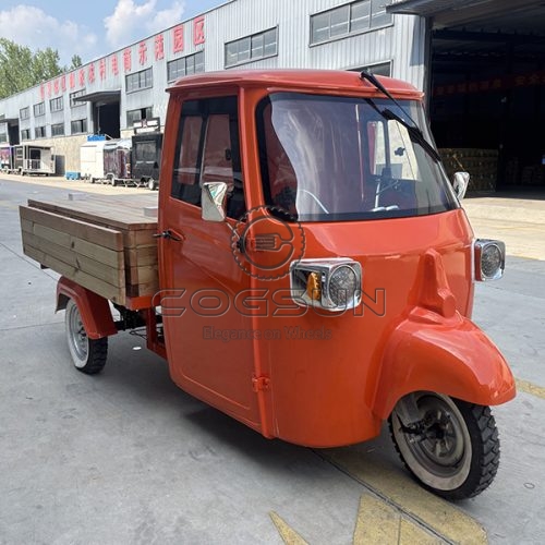 Orange Piaggio Ape Food Truck