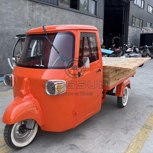 Orange Piaggio Ape Food Truck