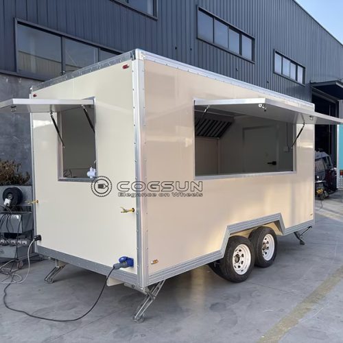 13FT White Square Food Trailer