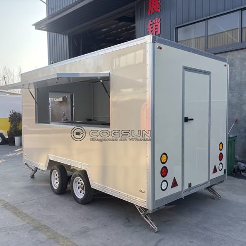 13FT White Square Food Trailer