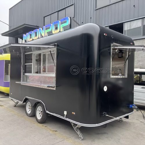 15FT Black Airstream Food Trailer for Pop-Up Restaurants