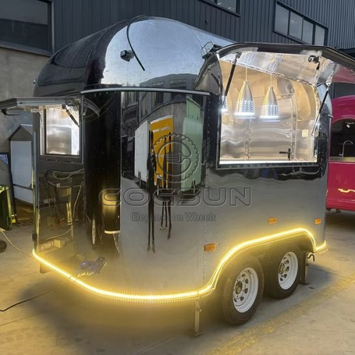10FT Mirror Airstream Food Trailer with LED Strip