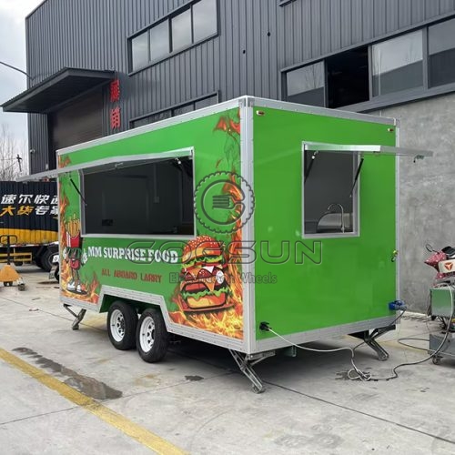 13FT Green Sticker Single Window Square Food Trailer