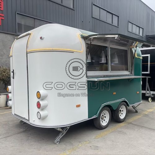 13FT Green and White Airstream Food Trailer for Food Service Industry