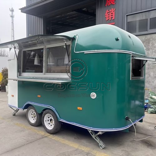 13FT Green and White Airstream Food Trailer for Food Service Industry
