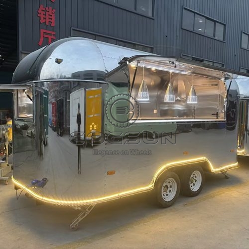 13FT Mirror Airstream Food Trailer with LED Strip