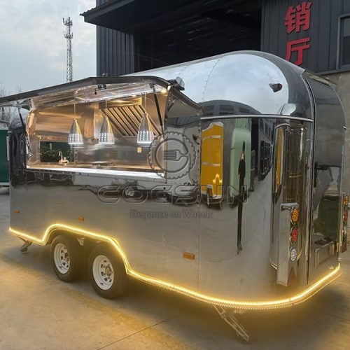 13FT Mirror Airstream Food Trailer with LED Strip
