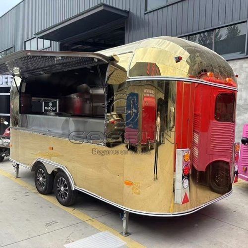 15.7FT Gold Airstream Food Trailer for High-End Events