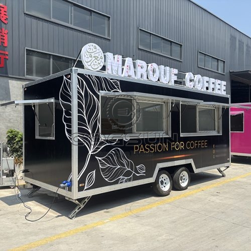 15FT Black Sticker Double Window Square Food Trailer