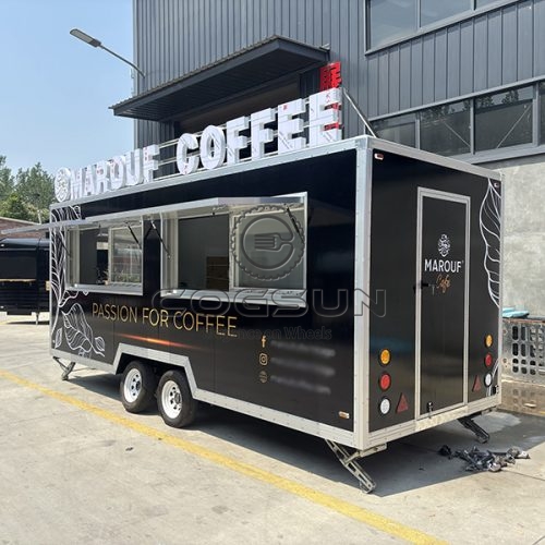 15FT Black Sticker Double Window Square Food Trailer