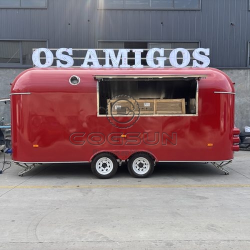 15FT Red Airstream Food Trailer with LED