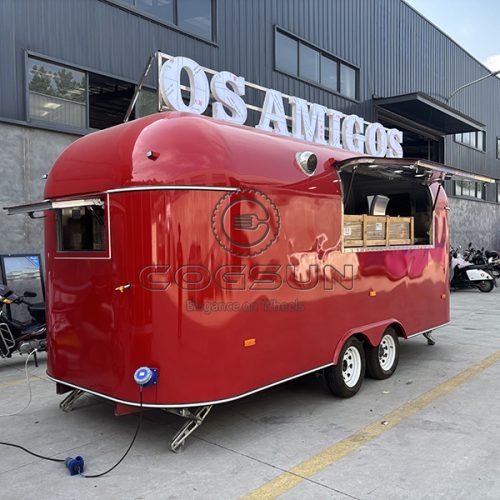 15FT Red Airstream Food Trailer with LED