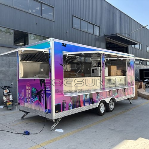 15FT Sticker Double Window Square Food Trailer