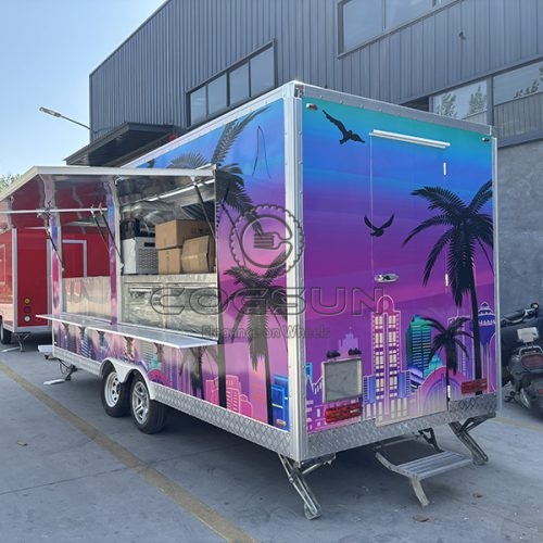 15FT Sticker Double Window Square Food Trailer