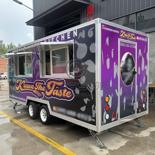 15FT Sticker Double Windows Square Food Trailer