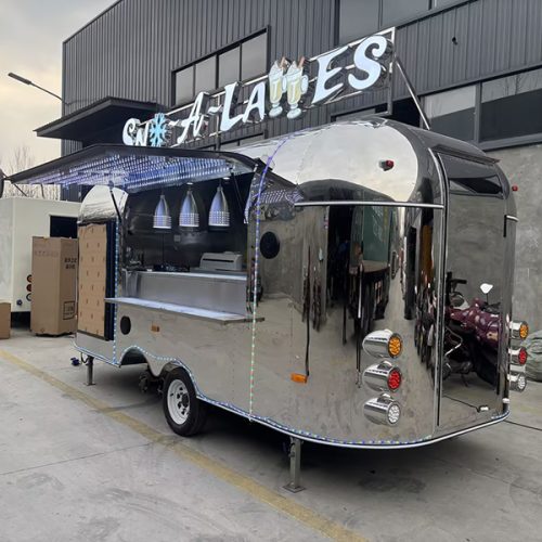 15ft Mirror Airstream Food Trailer with LED Signage