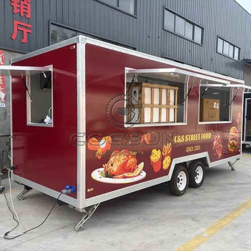 15ft Red Sticker Square Food Trailer for Street Food