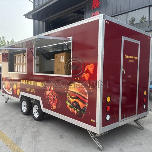 15ft Red Sticker Square Food Trailer for Street Food