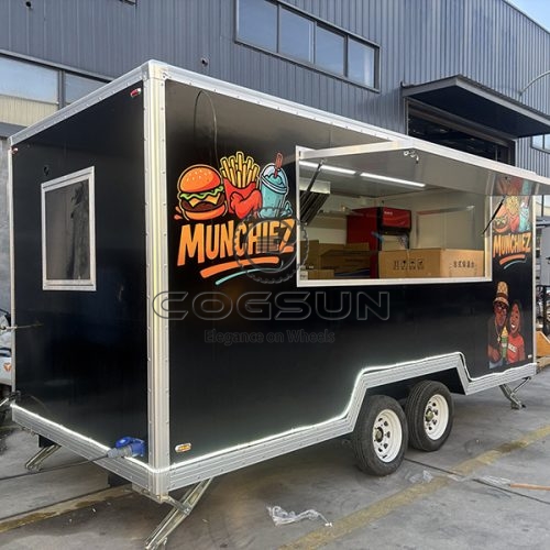 13FT Black Sticker Square Food Trailer for Fast Food Service