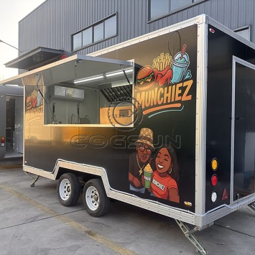 13FT Black Sticker Square Food Trailer for Fast Food Service