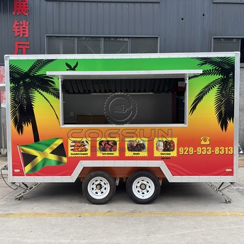 13FT Red Sticker Square Food Trailer for Street Barbecue