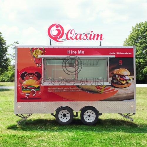 13FT Red Sticker Square Food Trailer for Street Food Vending