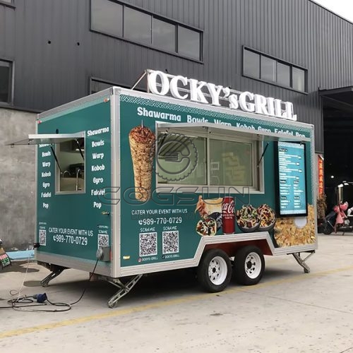 13FT Sticker Square Food Trailer for Street Food Sales