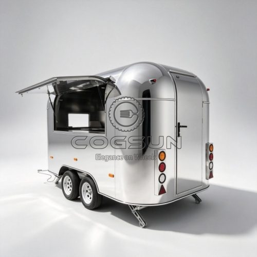 12FT Mirror Airstream Food Trailer for Mobile Catering Business