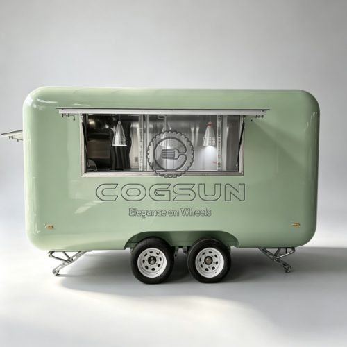 13FT Light Green Single-Window Airstream Food Trailer for Catering Business