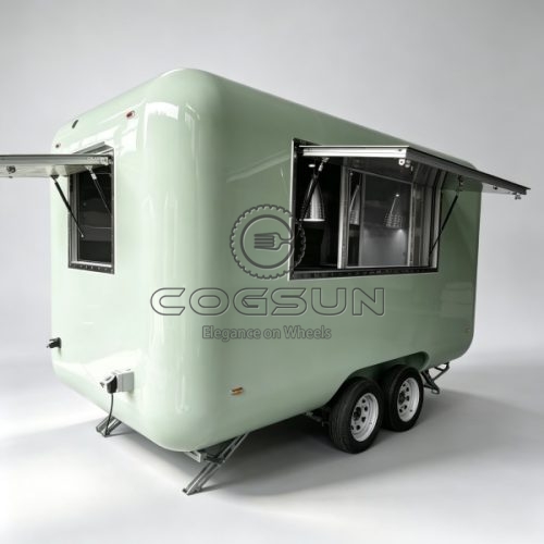 13FT Light Green Single-Window Airstream Food Trailer for Catering Business