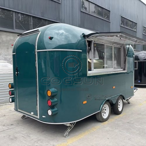 13ft Dark Green Square Food Trailer for Street Food Vending