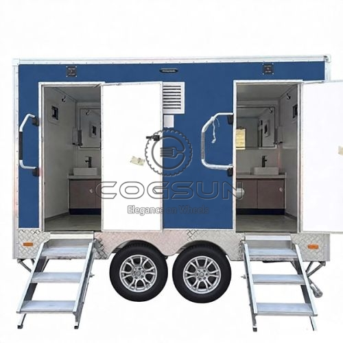 10FT Blue 2 Station Portable Toilet Trailer