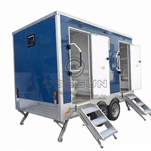 10FT Blue 2 Station Portable Toilet Trailer1