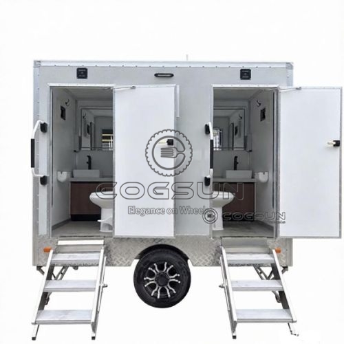 10FT White 2 Station Portable Toilet Trailer
