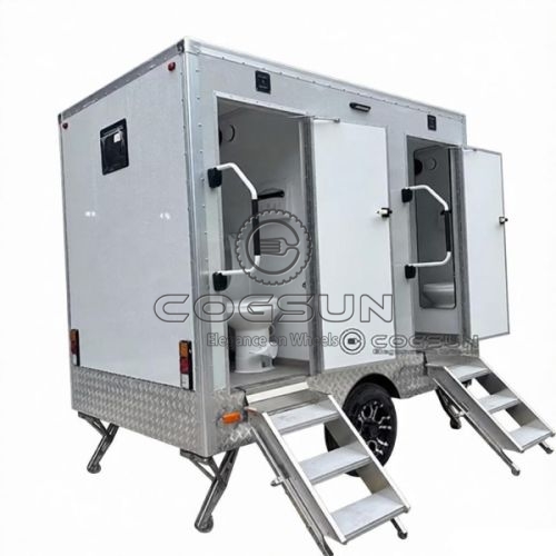 10FT White 2 Station Portable Toilet Trailer