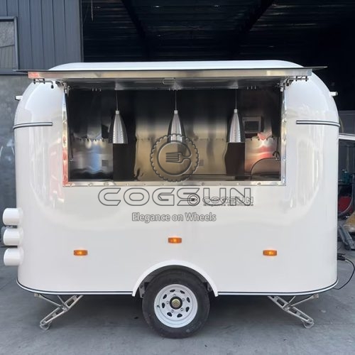 10FT White Airstream Food Trailer with LED Light