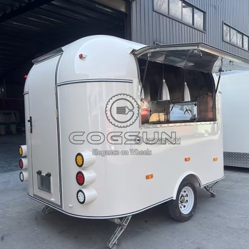 10FT White Airstream Food Trailer with LED Light