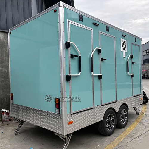 12.5FT Cyan 3 Station Portable Restroom Trailer