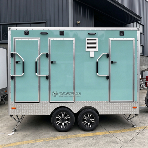 12.5FT Cyan 3 Station Portable Restroom Trailer