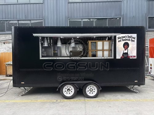 15.7FT Black Single Window Square Food Trailer