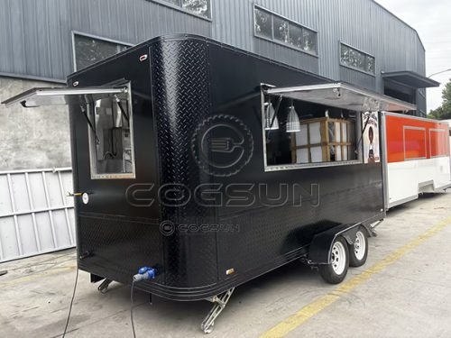 15.7FT Black Single Window Square Food Trailer