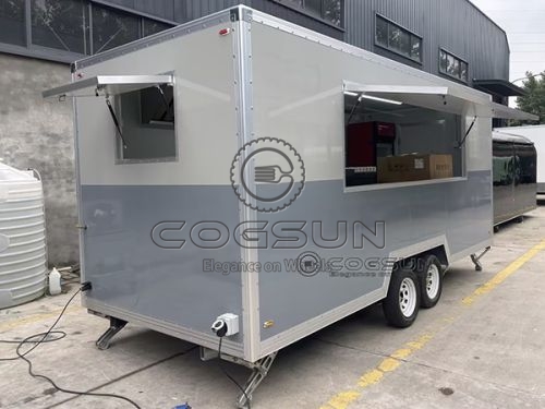 16.5FT White and Gray Square Food Trailer