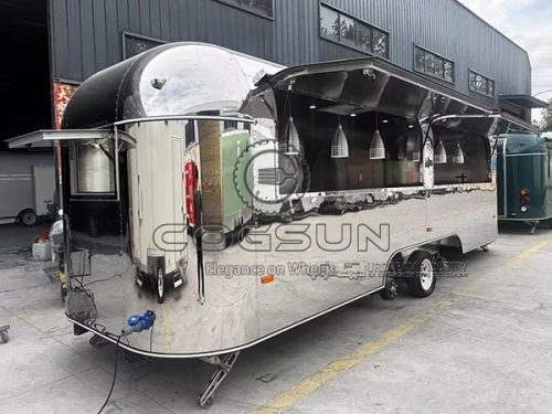 23FT Large Mirror Airstream Food Trailer with Lights