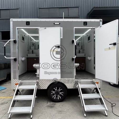 10FT Gray 2 Station Portable Toilet Trailer